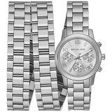 Michael Kors Runway 18K Rhodium Plated Triple Wrap Silver Dial Silver Steel Strap Watch for Women - MK7451 Buy Now By Michael Kors