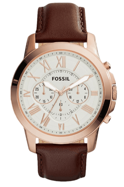 Fossil Grant Chronograph White Dial Brown Leather Strap Watch for Men - FS4991 Buy Now By Fossil