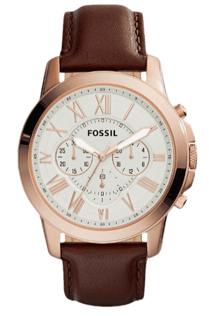 Fossil Grant Chronograph White Dial Brown Leather Strap Watch for Men - FS4991 Buy Now By Fossil