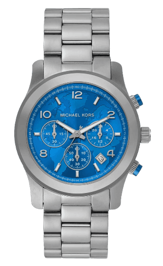 Michael Kors Runway Stop Hunger Blue Dial Silver Steel Strap Watch for Women - MK7427 Buy Now By Michael Kors