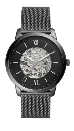 Fossil Neutra Automatic Skeleton Black Dial Grey Mesh Strap Watch for Men - ME3185 Buy Now By Fossil
