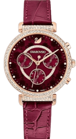 Swarovski Spring Flower Chronograph Red Dial Red Leather Strap Watch for Women - 5598689 Buy Now By Swarovski