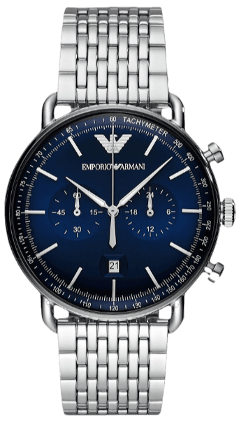 Emporio Armani Aviator Chronograph Blue Dial Silver Steel Strap Watch For Men - AR11238 Buy Now By Emporio Armani