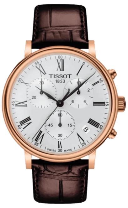 Tissot Carson Premium Chronograph Silver Dial Brown Leather Strap Watch For Men - T122.417.36.033.00 Buy Now By Tissot