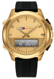 Tommy Hilfiger Jeans Digital Analog Gold Dial Black Rubber Strap Watch For Women - 1791762 Buy Now By Tommy Hilfiger