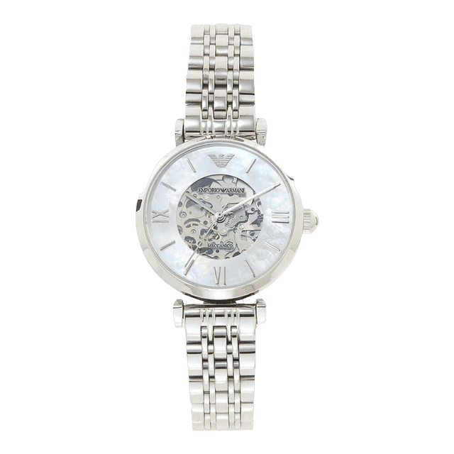 Emporio Armani Meccanico Mother of Pearl Dial Silver Steel Strap Watch For Women - AR1991 Buy Now By Emporio Armani