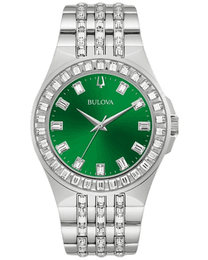 Bulova Phantom Classic Baguette Green Dial Silver Steel Strap Watch for Men - 96A253 Buy Now By Bulova