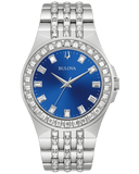 Bulova Phantom Baguette Crystal Blue Dial Silver Steel Strap Watch for Men - 96A254 Buy Now By Bulova