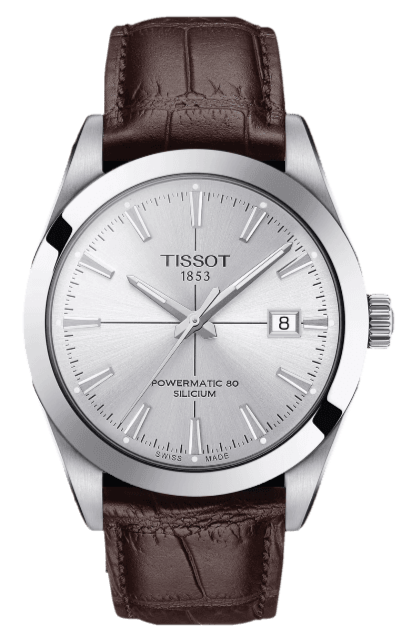 Tissot Gentleman Powermatic 80 Silicium Silver Dial Brown Leather Strap Watch For Men - T127.407.16.031.01 Buy Now By Tissot
