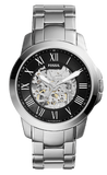 Fossil Grant Automatic Skeleton Black Dial Silver Steel Strap Watch for Men - ME3103 Buy Now By Fossil