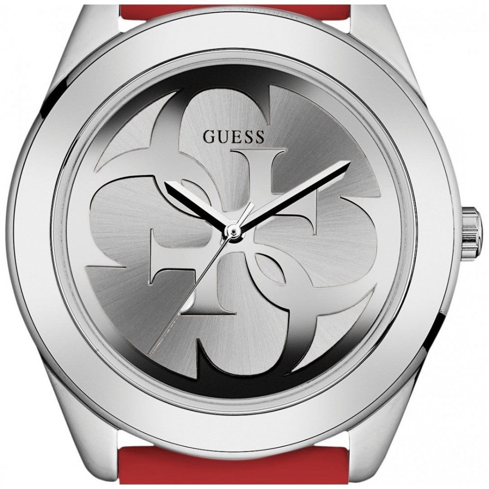 Guess G-Twist Silver Dial Red Rubber Strap Watch for Women - W0911L9 Buy Now By Guess