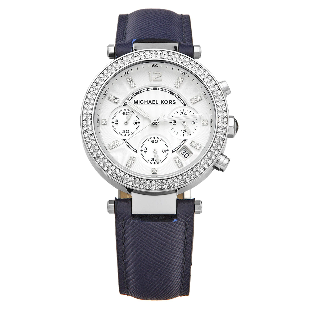 Michael Kors Parker White Dial Navy Blue Leather Strap Watch for Women - MK2293 Buy Now By Michael Kors
