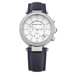 Michael Kors Parker White Dial Navy Blue Leather Strap Watch for Women - MK2293 Buy Now By Michael Kors