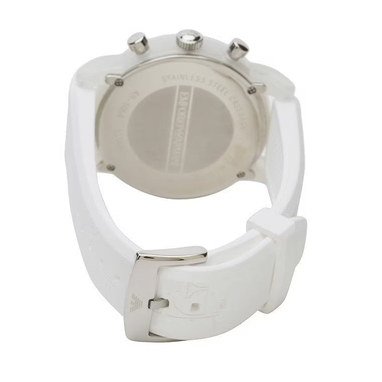 Emporio Armani Classic Chronograph White Dial White Rubber Strap Watch For Men - AR1054 Buy Now By Emporio Armani