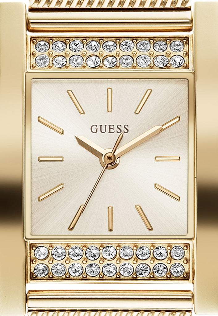 Guess Nouveau Diamonds Gold Dial Gold Mesh Bracelet Watch for Women - W0127L2 Buy Now By Guess
