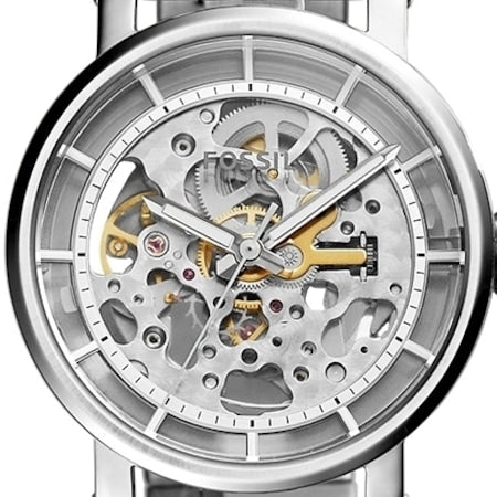 Fossil Boyfriend Automatic Skeleton Silver Dial Silver Steel Strap Watch for Women - ME3067 Buy Now By Fossil