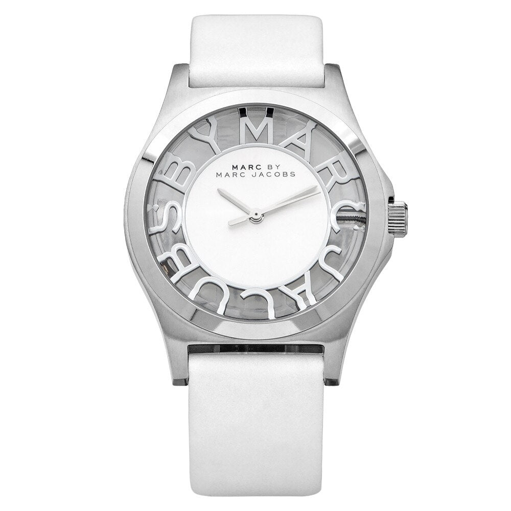 Marc Jacobs Henry Skeleton White Dial White Leather Strap Watch for Women - MBM1241 Buy Now By Marc Jacobs
