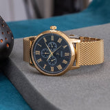 Guess Delancy Black Dial Gold Mesh Bracelet Watch for Men - W0871G2 Buy Now By Guess