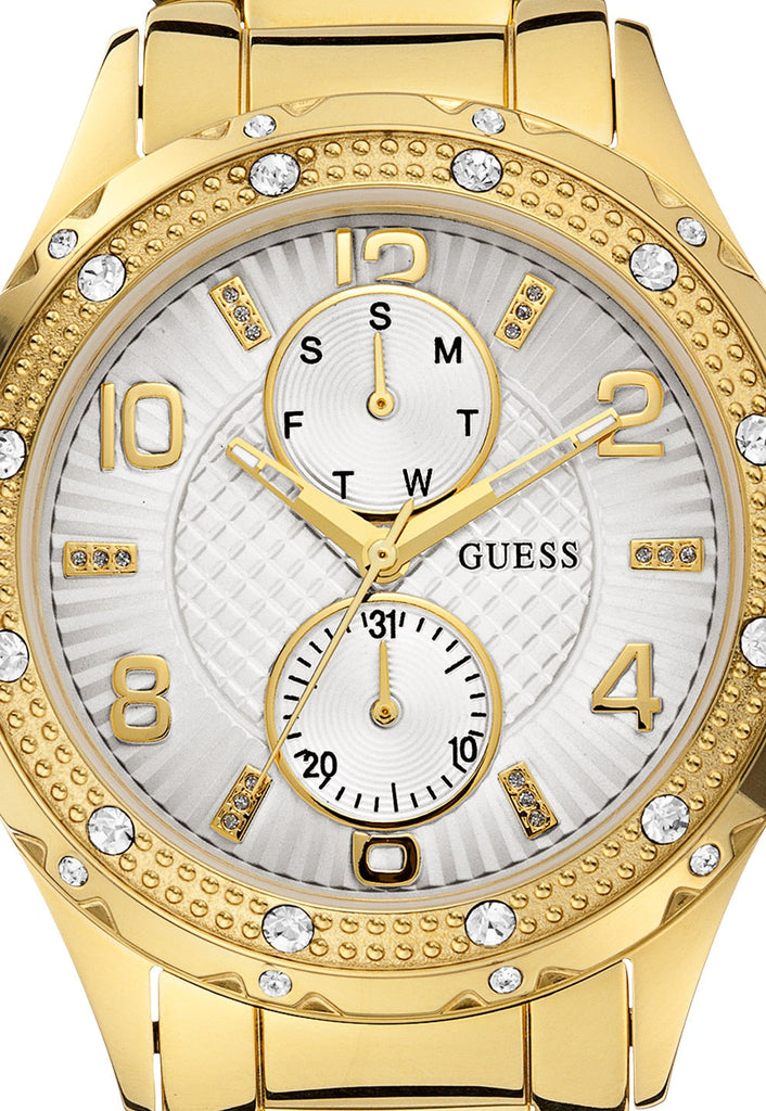 Guess Siren Diamonds Silver Dial Gold Steel Strap Watch for Women - W0442L2 Buy Now By Guess