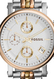 Fossil Boyfriend Chronograph White Dial Two Tone Steel Strap Watch for Women - ES3840 Buy Now By Fossil