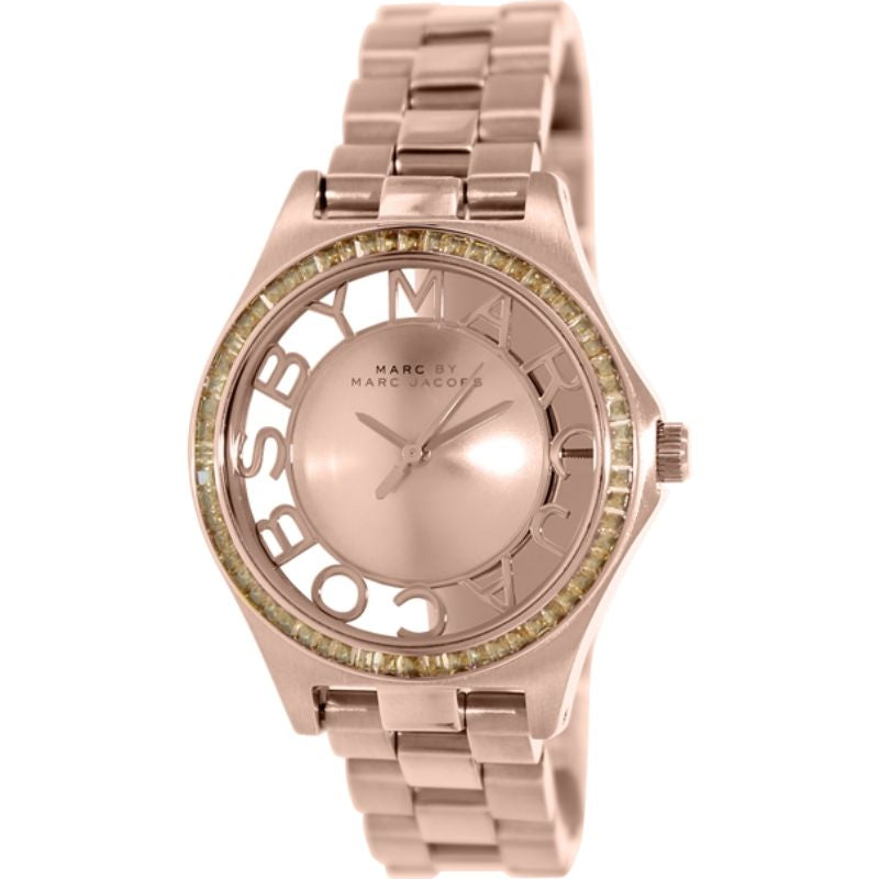 Marc Jacobs Henry Transparent Rose Gold Dial Rose Gold Steel Strap Watch for Women - MBM3339 Buy Now By Marc Jacobs