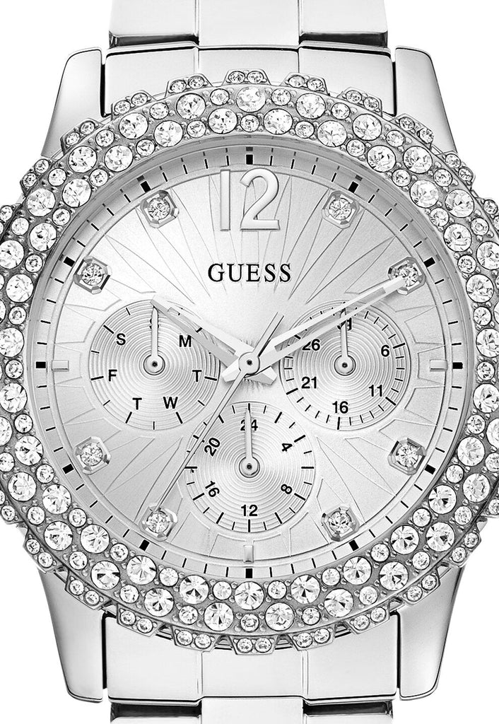 Guess Dazzler Diamonds Silver Dial Silver Steel Strap Watch for Women - W0335L1 Buy Now By Guess