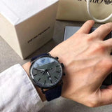 Emporio Armani Aviator Quartz Grey Dial Blue Fabric Strap Watch For Men - AR11144 Buy Now By Emporio Armani