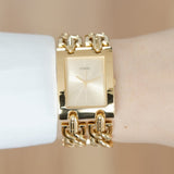 Guess Mod Heavy Metal Gold Dial Gold Steel Strap Watch For Women - W1117L2 Buy Now By Guess