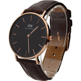 Daniel Wellington Classic York Black Dial Brown Leather Strap Watch For Women - DW00100140 Buy Now By Daniel Wellington