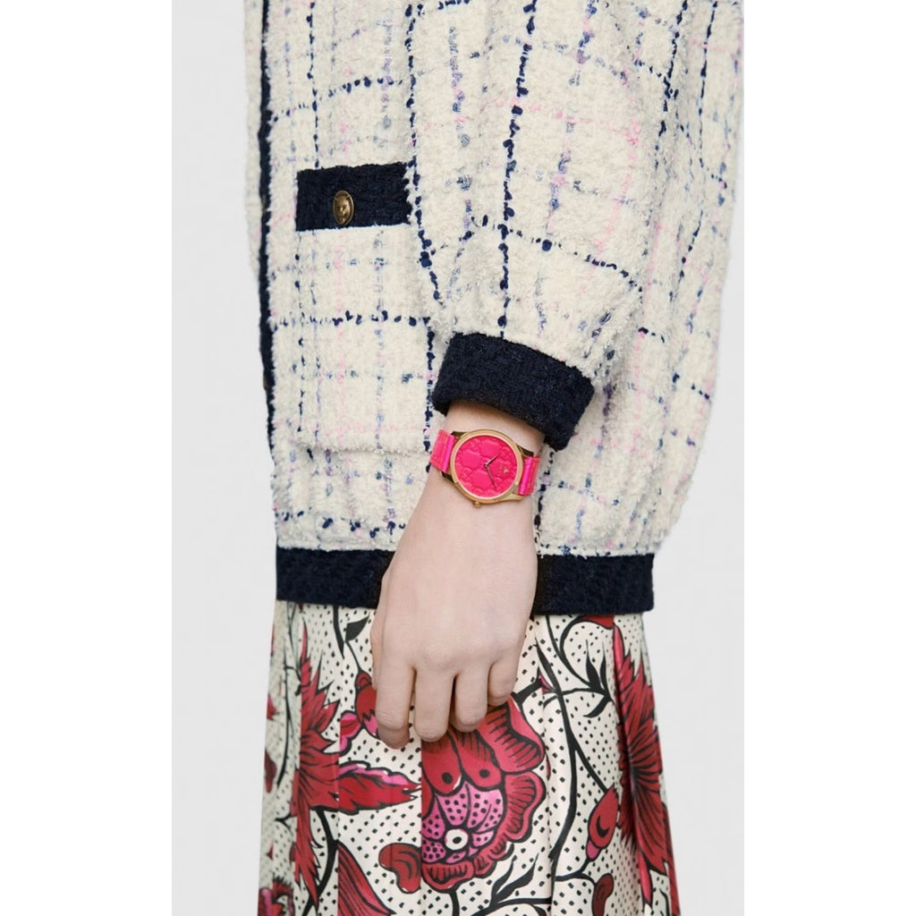 Gucci G Timeless Quartz Pink Dial Pink Leather Strap Watch For Women - YA1264115 Buy Now By Gucci
