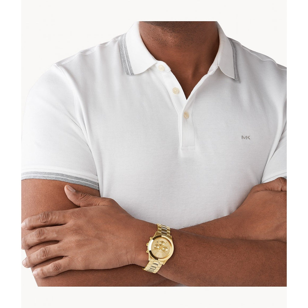 Michael Kors Slim Runway Chronograph Gold Dial Gold Steel Strap Watch For Men - MK8909 Buy Now By Michael Kors