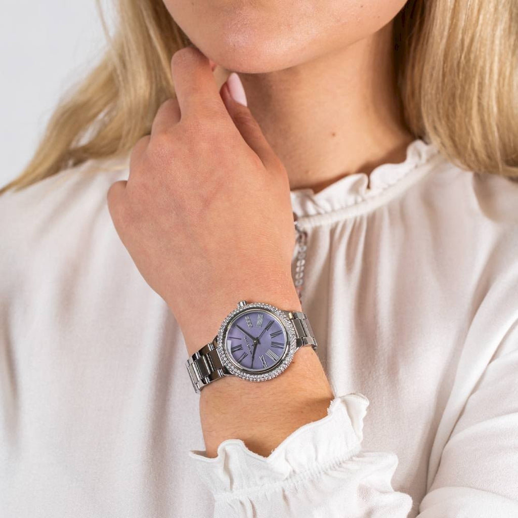 Michael Kors Taryn Mother of Pearl Purple Dial Silver Steel Strap Watch For Women - MK6562 Buy Now By Michael Kors