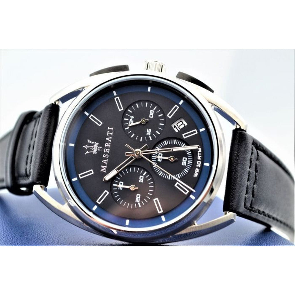 Maserati Trimarano Chronograph Black Dial Black Leather Strap Watch For Men - R8871632001 Buy Now By Maserati