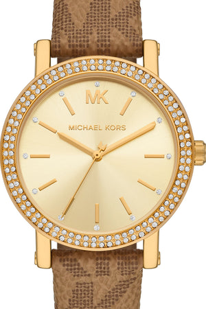 Michael Kors Quartz Gold Dial Brown Leather Strap Watch For Women - MKO1026 Buy Now By Michael Kors
