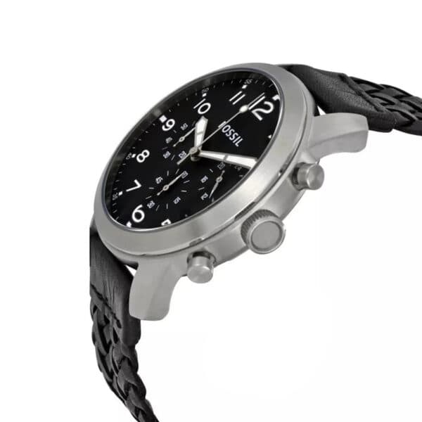 Fossil Pilot 54 Chronograph Black Dial Black Leather Strap Watch for Men - FS5181 Buy Now By Fossil