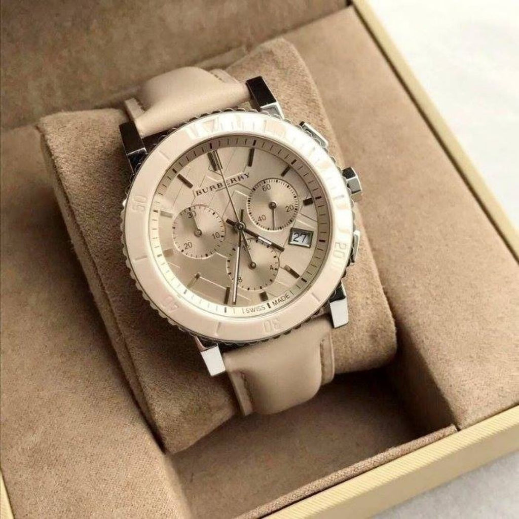 Burberry City Chronograph White Dial White Leather Strap Watch For Women - BU9701 Buy Now By Burberry