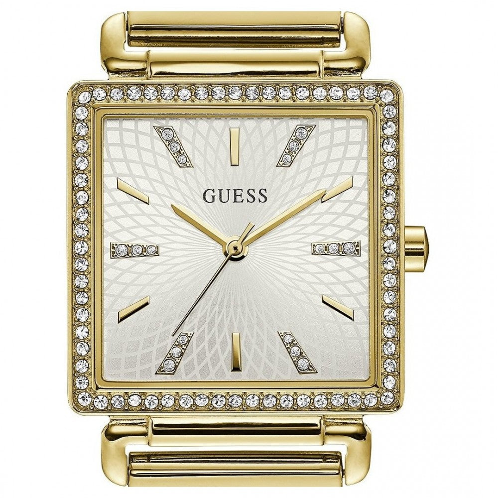 Guess Vanity Diamonds Silver Dial Gold Steel Strap Watch for Women - W1030L2 Buy Now By Guess