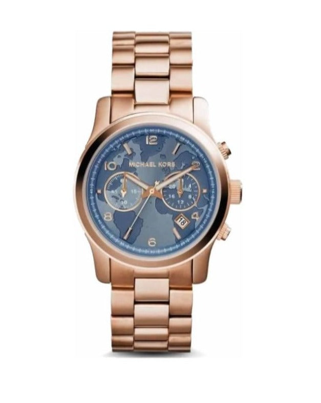 Michael Kors Runway Stop Hunger Quartz Blue Dial Rose Gold Steel Strap Watch For Men - MK8358 Buy Now By Michael Kors