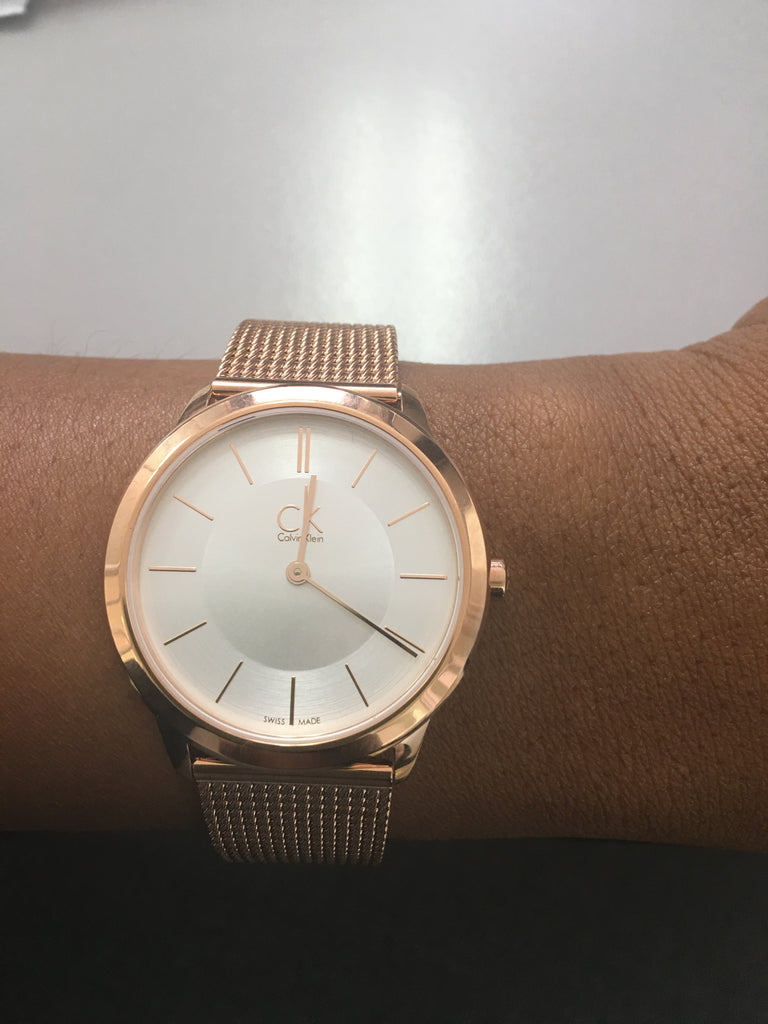 Calvin Klein Minimal White Dial Rose Gold Mesh Bracelet Watch for Women - K3M22626 Buy Now By Calvin Klein
