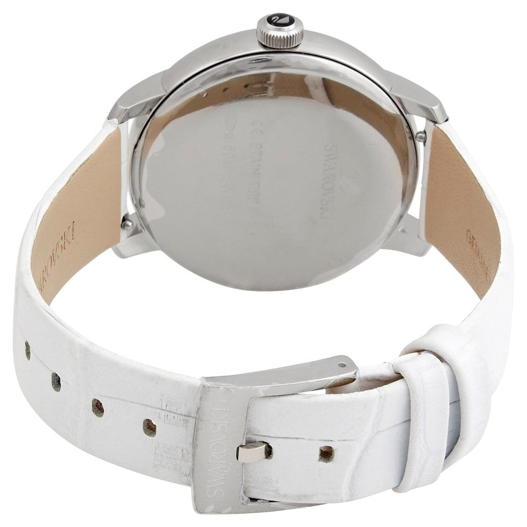 Swarovski Crystalline Hours Silver Dial White Leather Strap Watch for Women - 5295383 Buy Now By Swarovski