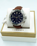 Versace Casual Chronograph Blue Dial Brown Leather Strap Watch for Men - VERG002-18 Buy Now By Versace