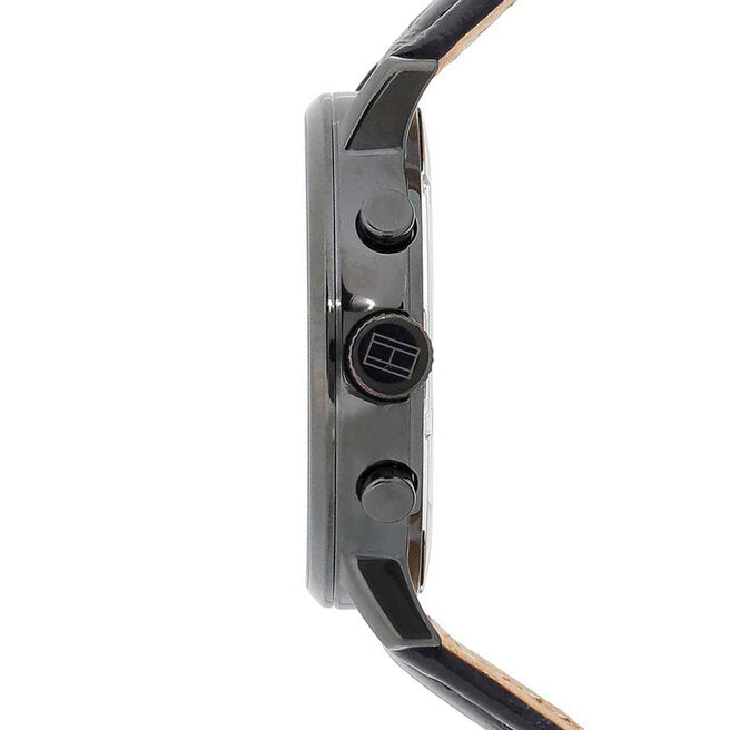 Tommy Hilfiger Aden Chronograph Black Dial Black Leather Strap Watch for Men - 1791310 Buy Now By Tommy Hilfiger