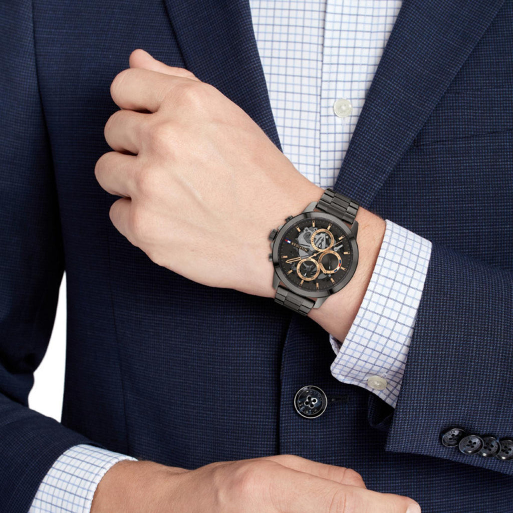 Tommy Hilfiger Henry Chronograph Grey Dial Grey Steel Strap Watch For Men - 1710479 Buy Now By Tommy Hilfiger