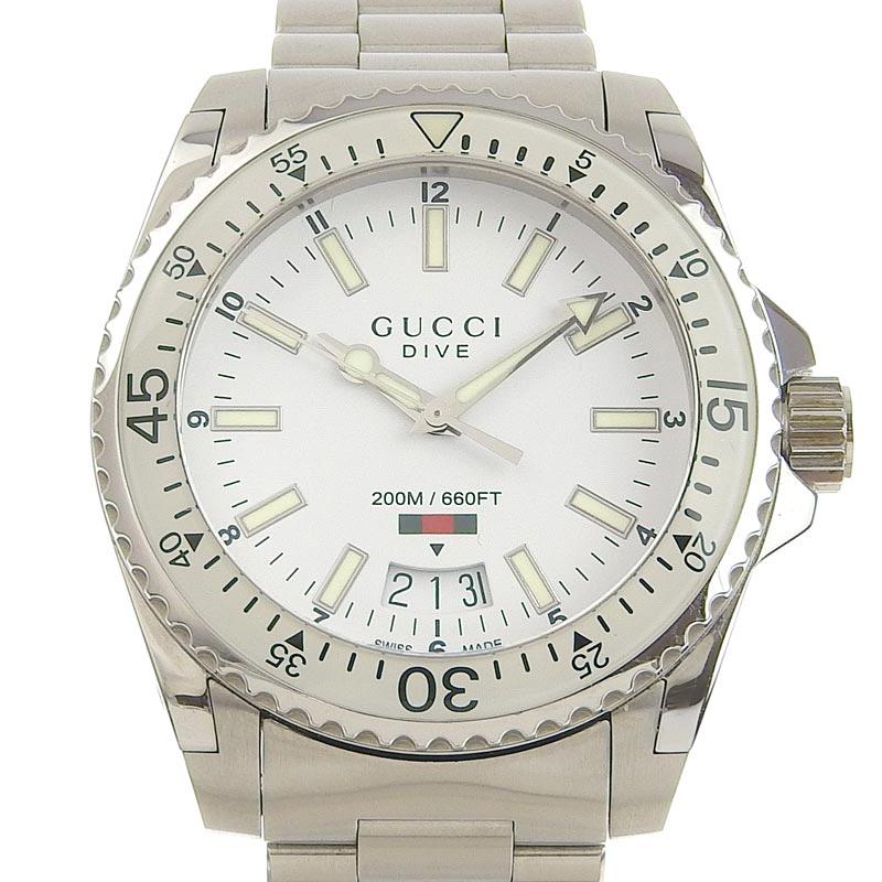 Gucci Dive Quartz White Dial Silver Steel Strap Watch for Men - YA136302 Buy Now By Gucci