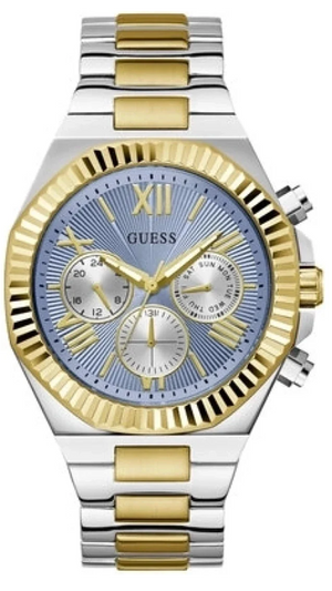 Guess Equity Analog Blue Dial Two Tone Steel Strap Watch For Men - GW0703G3 Buy Now By Guess