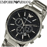 Emporio Armani Sportivo Chronograph Black Dial Silver Steel Strap Watch For Men - AR2460 Buy Now By Emporio Armani