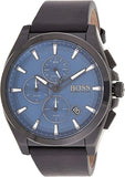 Hugo Boss Grandmaster Blue Dial Black Leather Strap Watch for Men - 1513883 Buy Now By Hugo Boss