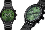 Emporio Armani Mario Chronograph Green Dial Black Steel Strap Watch For Men - AR11472 Buy Now By Emporio Armani