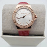Michael Kors Lennox Three Hand Silver Dial Red Leather Strap Watch For Women - MK7308 Buy Now By Michael Kors