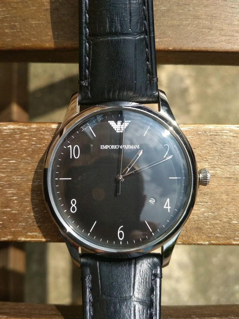 Emporio Armani Classic Quartz Black Dial Black Leather Strap Watch For Men - AR1865 Buy Now By Emporio Armani